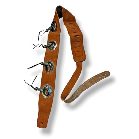 Levys Suede Leather Guitar Strap Big Conchos Fringe Beads Western Boho Canada - Picture 2 of 8